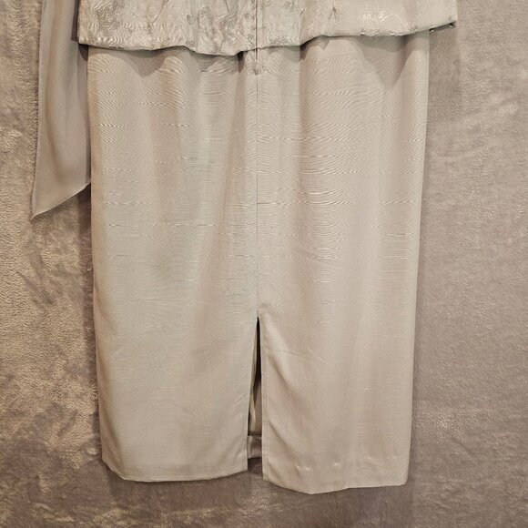 Dressbarn Womens 8 Formal light gray dress elegant brocade chiffon wedding Party - Picture 9 of 15